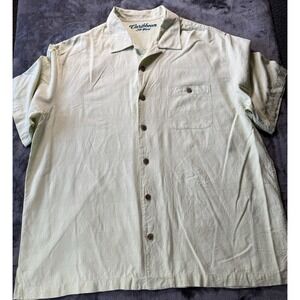 Tommy Bahama Button Up shirt large Light Green 70% Silk & Cotton Blend Size XXL